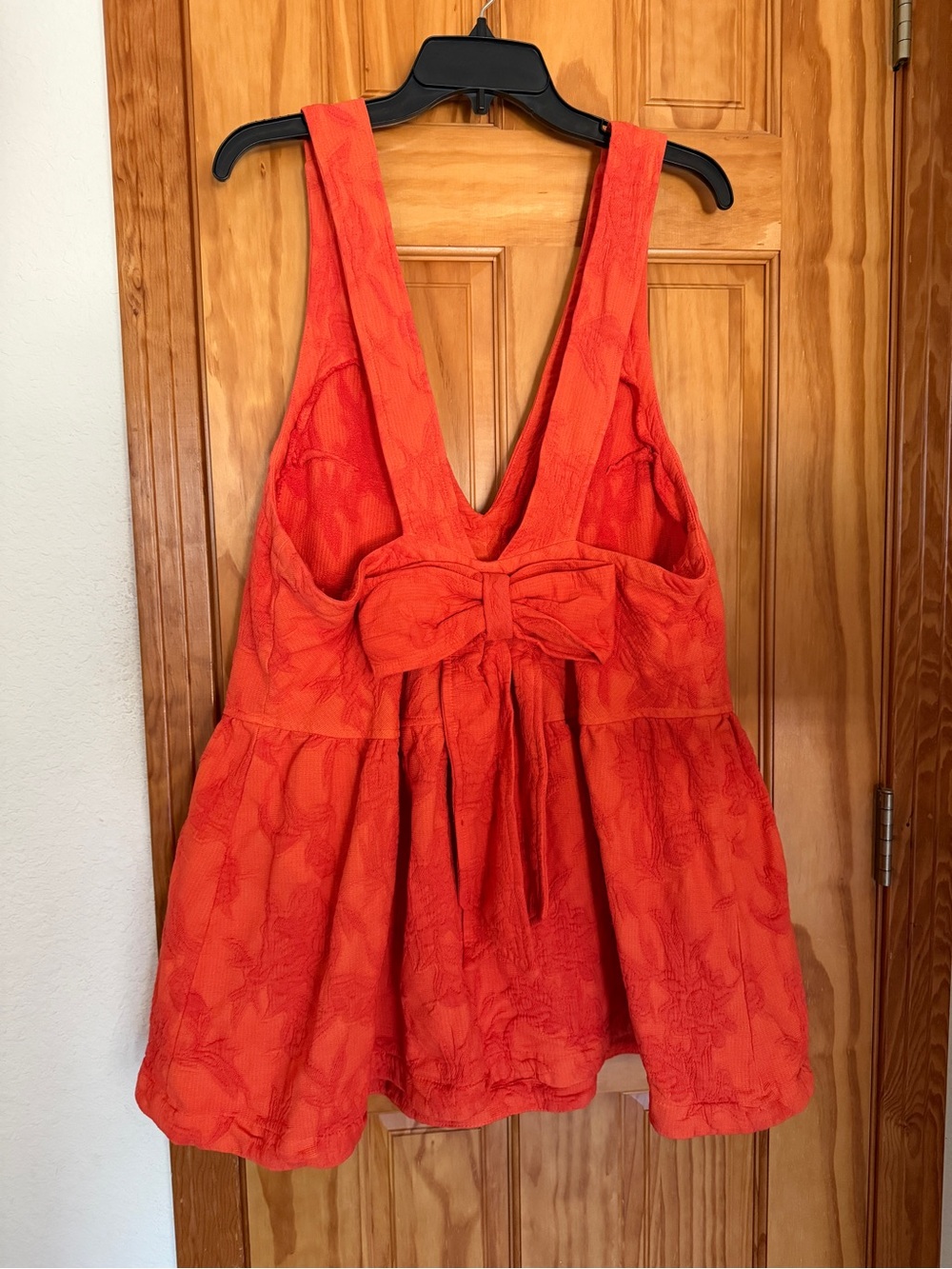 Free People About Town Mini Dress in Scarlet Orange w/Embroidery Bow Size Medium - Picture 8 of 11